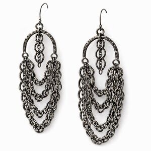 Gunmetal Multi-Chain Statement Earrings